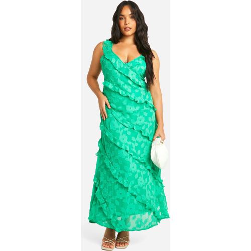 Grande Taille - Robe Longue À Volants Et Motif Jacquard - 44 - boohoo - Modalova