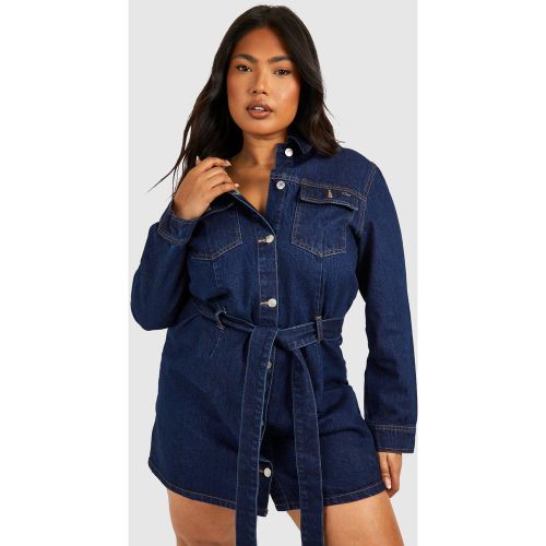 Grande Taille - Robe Nouée En Jean À Ceinture - 56 - boohoo - Modalova