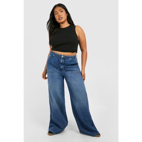 Grande Taille - Jean Large À Taille Élastiquée - 44 - boohoo - Modalova