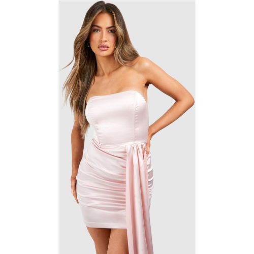 Robe Courte En Satin Effet Plissé - 44 - boohoo - Modalova