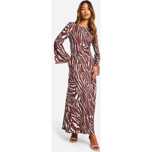 Robe Longue Imprimé Zèbre À Manches Évasées - 36 - boohoo - Modalova