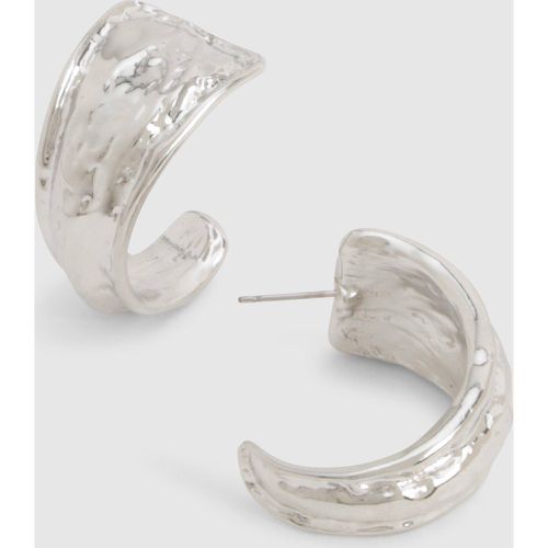Silver Molten Hoop Earrings - - boohoo - Modalova