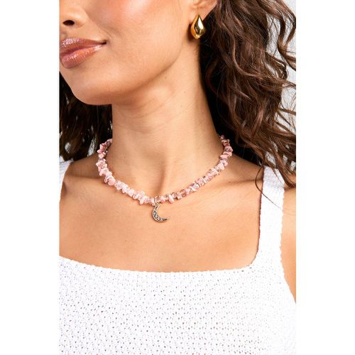 Pink Beaded Moon Pendant Necklace - boohoo - Modalova