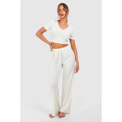 Ensemble De Pyjama En Pointelle Avec T-Shirt Et Pantalon - 38 - boohoo - Modalova