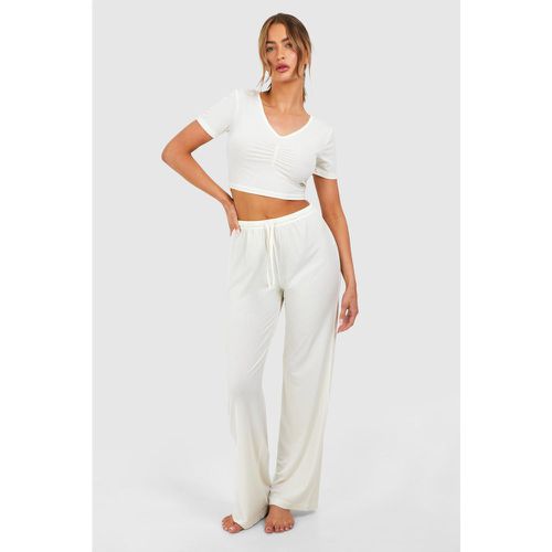 Ensemble De Pyjama En Pointelle Avec T-Shirt Et Pantalon - 40 - boohoo - Modalova