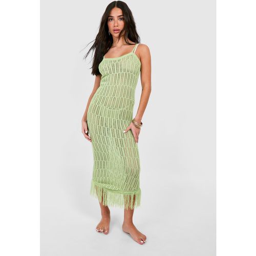 Petite" Crochet Frayed Hem Beach Dress - boohoo - Modalova