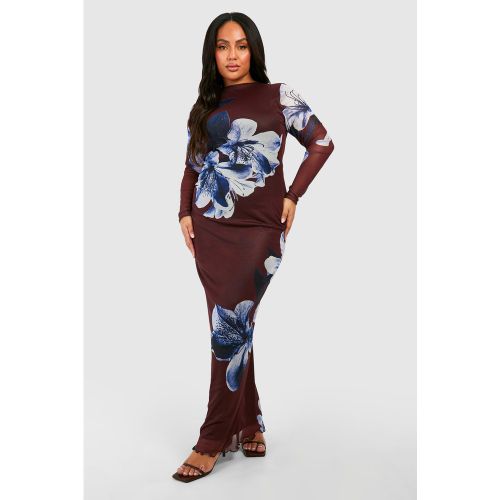 Grande Taille - Robe Longue En Mesh À Dos Nu - 44 - boohoo - Modalova
