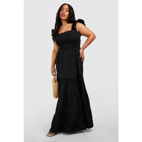 Grande Taille - Robe Longue Volantée En Coton - 44 - boohoo - Modalova