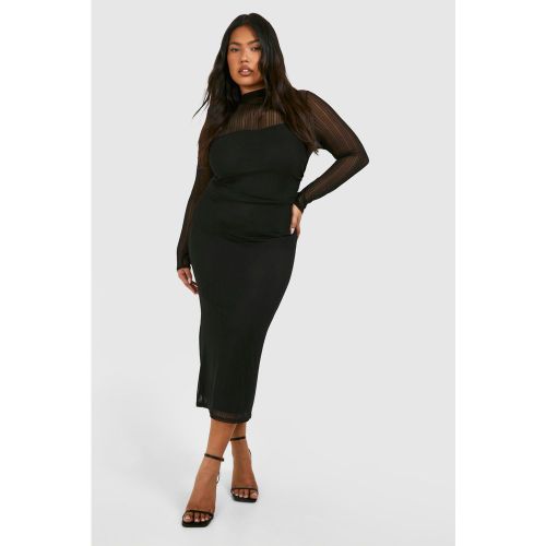 Grande Taille - Robe Mi-Longue Côtelée À Manches Longues - 44 - boohoo - Modalova