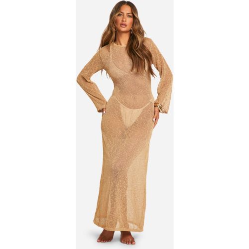 Robe Longue De Plage En Crochet À Dos Nu - L - boohoo - Modalova