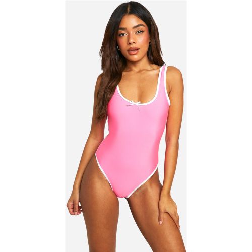 Maillot De Bain À Col Rond Et Nœud - 34 - boohoo - Modalova