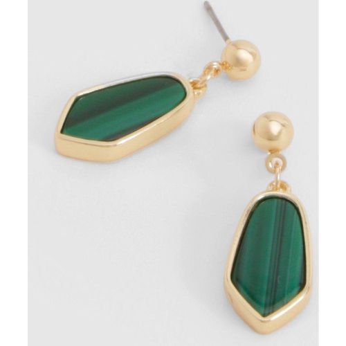 Emerald Resin Detail Drop Earrings - Vert Émeraude - One Size, Vert Émeraude - boohoo - Modalova