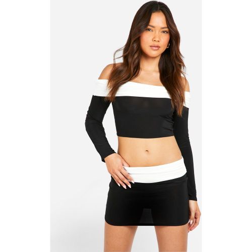 Mini-Jupe Plissée À Taille Contrastante - 34 - boohoo - Modalova
