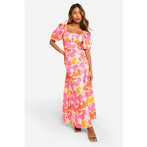 Robe Longue Imprimée À Manches Bouffantes - 36 - boohoo - Modalova