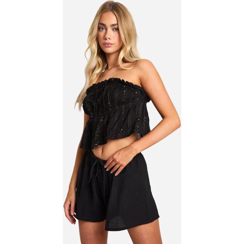 Top Bandeau Pailleté À Rayures - 38 - boohoo - Modalova