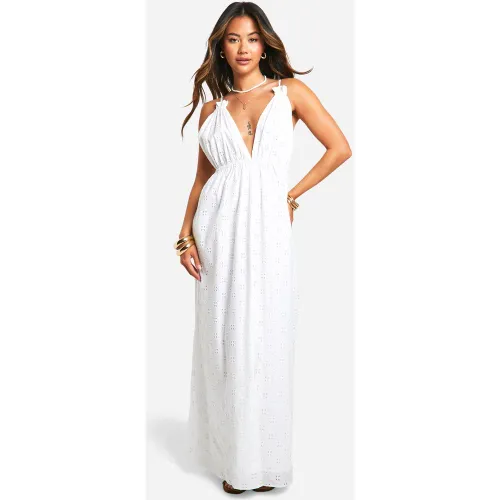 Robe Longue Brodée À Bretelles - 36 - boohoo - Modalova