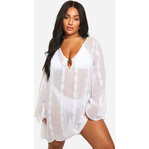 Grande Taille - Robe De Plage Rayée En Mousseline De Soie - 44 - boohoo - Modalova