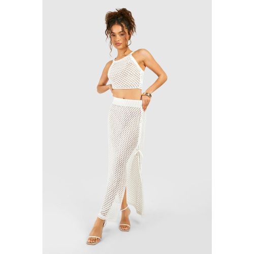 Ensemble En Crochet Avec Crop Top Et Jupe Mi-Longue - S/M - boohoo - Modalova