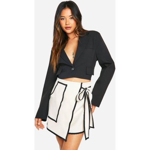 Mini-Jupe Portefeuille À Bordures Contrastantes - 34 - boohoo - Modalova
