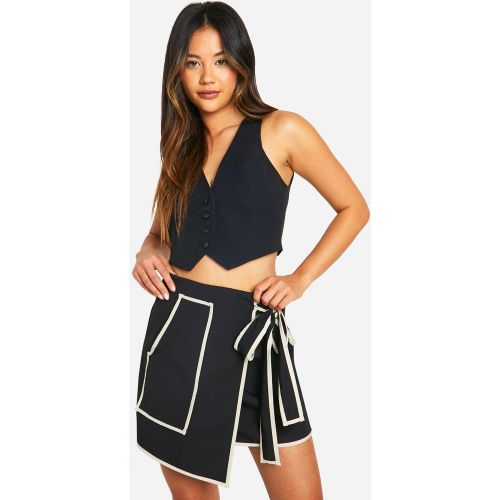 Mini-Jupe Portefeuille À Bordures Contrastantes - 34 - boohoo - Modalova