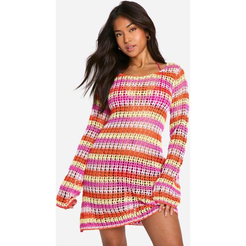 Petite" - Robe De Plage Rayée En Maille - L - boohoo - Modalova