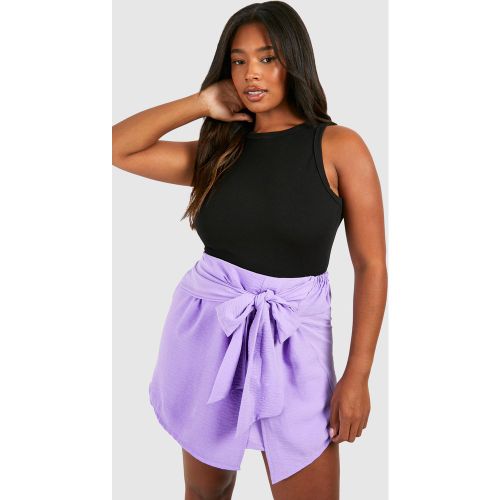 Grande Taille - Mini-Jupe Texturée À Nœud - 44 - boohoo - Modalova