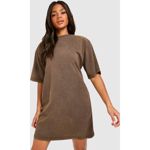Acid Wash Shoulder Pad T-Shirt Dress - boohoo - Modalova