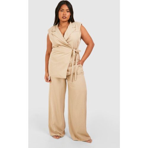 Grande Taille - Pantalon Large De Costume À Rayures Fines - 56 - boohoo - Modalova