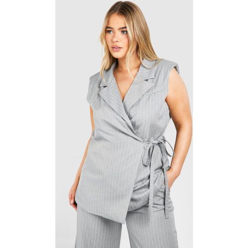 Grande Taille - Blazer Sans Manches À Rayures Fines - 44 - boohoo - Modalova