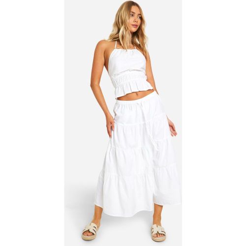 Jupe Longue Froncée En Coton - 34 - boohoo - Modalova