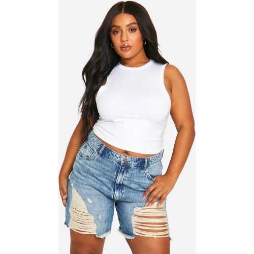 Grande Taille - Short En Jean Très Déchiré - 44 - boohoo - Modalova