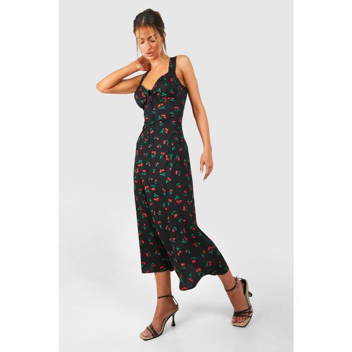 Robe Mi-Longue Satinée À Imprimé Cerise - 36 - boohoo - Modalova