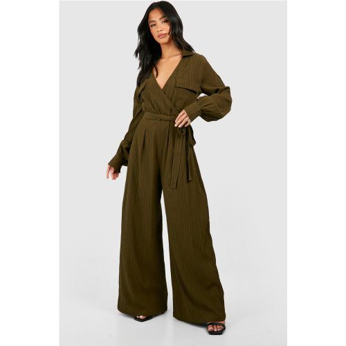 Petite" - Combinaison Large Texturée - 34 - boohoo - Modalova