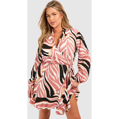 Grande Taille - Robe Courte À Imprimé Abstrait - 48 - boohoo - Modalova