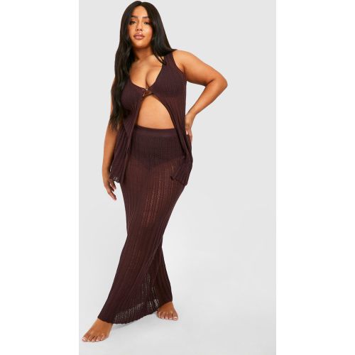 Grande Taille - Ensemble En Crochet Avec Gilet Et Jupe Longue - 44 - boohoo - Modalova