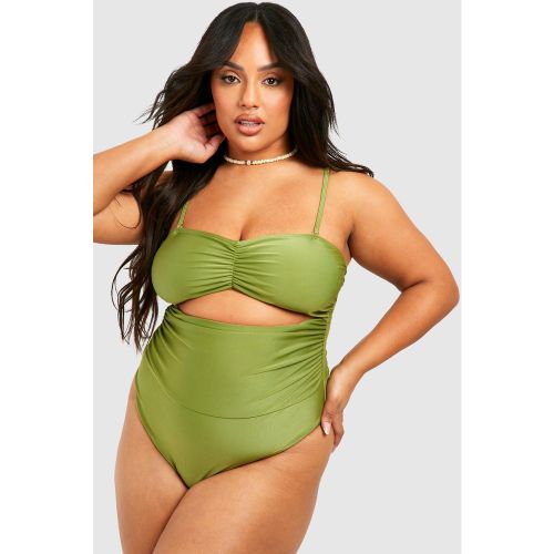 Grande Taille - Maillot De Bain Bandeau Froncé - 56 - boohoo - Modalova