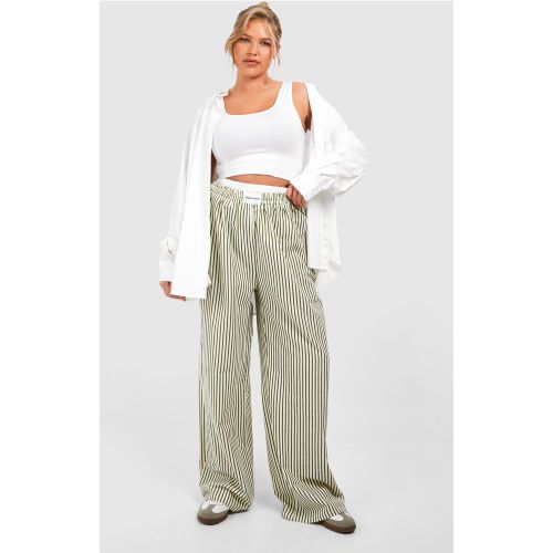 Grande Taille - Pantalon Rayé À Slogan Contrastant - 44 - boohoo - Modalova