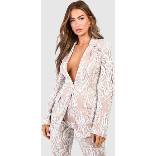 Blazer Pailleté En Dentelle Premium - 42 - boohoo - Modalova
