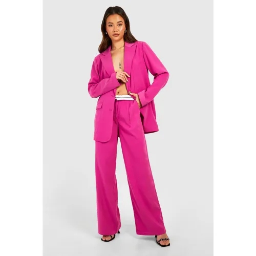 Pantalon De Tailleur Large À Taille Contrastante - 34 - boohoo - Modalova