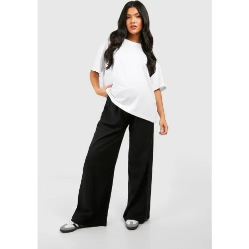 Maternité - Pantalon De Grossesse Large En Lin - 38 - boohoo - Modalova