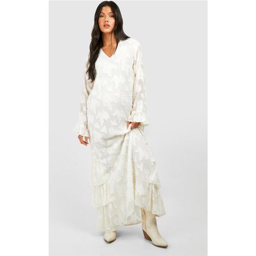 Maternité - Robe De Grossesse Longue Fleurie À Volants - 36 - boohoo - Modalova