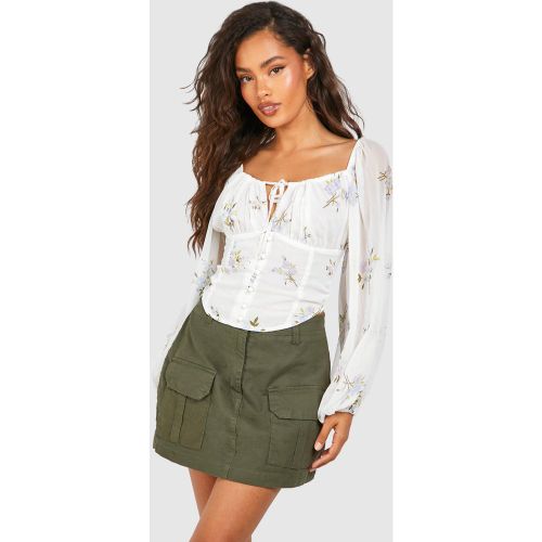 Crop Top Corset À Fleurs - 36 - boohoo - Modalova