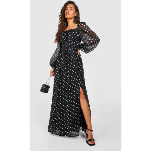 Robe Champêtre Mi-Longue En Mousseline De Soie À Pois - 36 - boohoo - Modalova