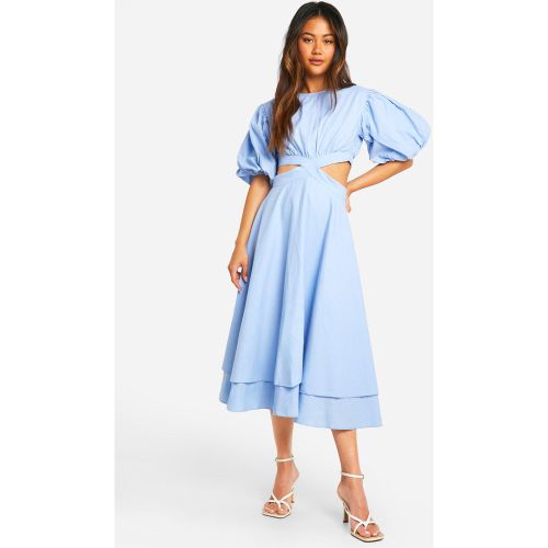 Robe Mi-Longue Texturée À Manches Bouffantes - 34 - boohoo - Modalova