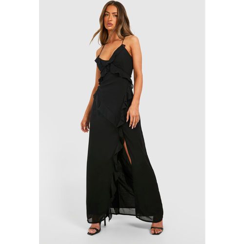 Robe Longue En Mousseline De Soie À Volants - 38 - boohoo - Modalova