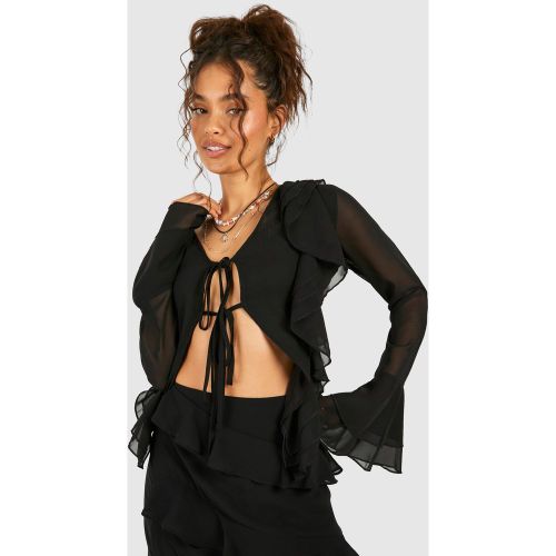 Blouse En Mousseline De Soie Nouée - 38 - boohoo - Modalova