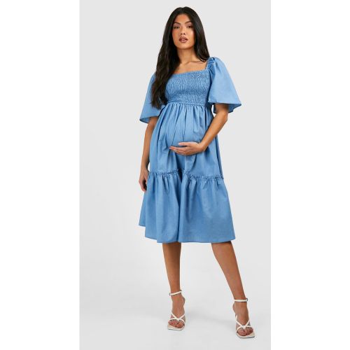 Maternité - Robe De Grossesse Mi-Longue Froncée - 40 - boohoo - Modalova