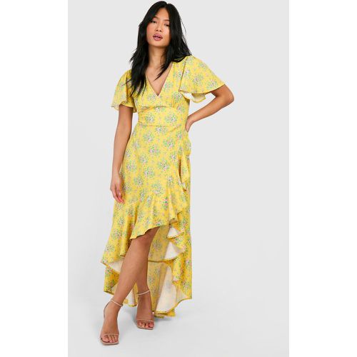 Petite" - Robe Portefeuille Mi-Longue Fleurie - 36 - boohoo - Modalova