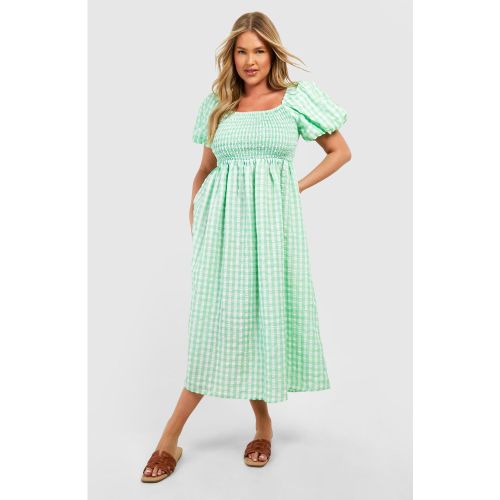 Grande Taille - Robe Mi-Longue Texturée À Manches Bouffantes - 44 - boohoo - Modalova