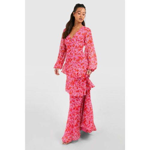 Tall" - Robe Portefeuille Fleurie - 36 - boohoo - Modalova